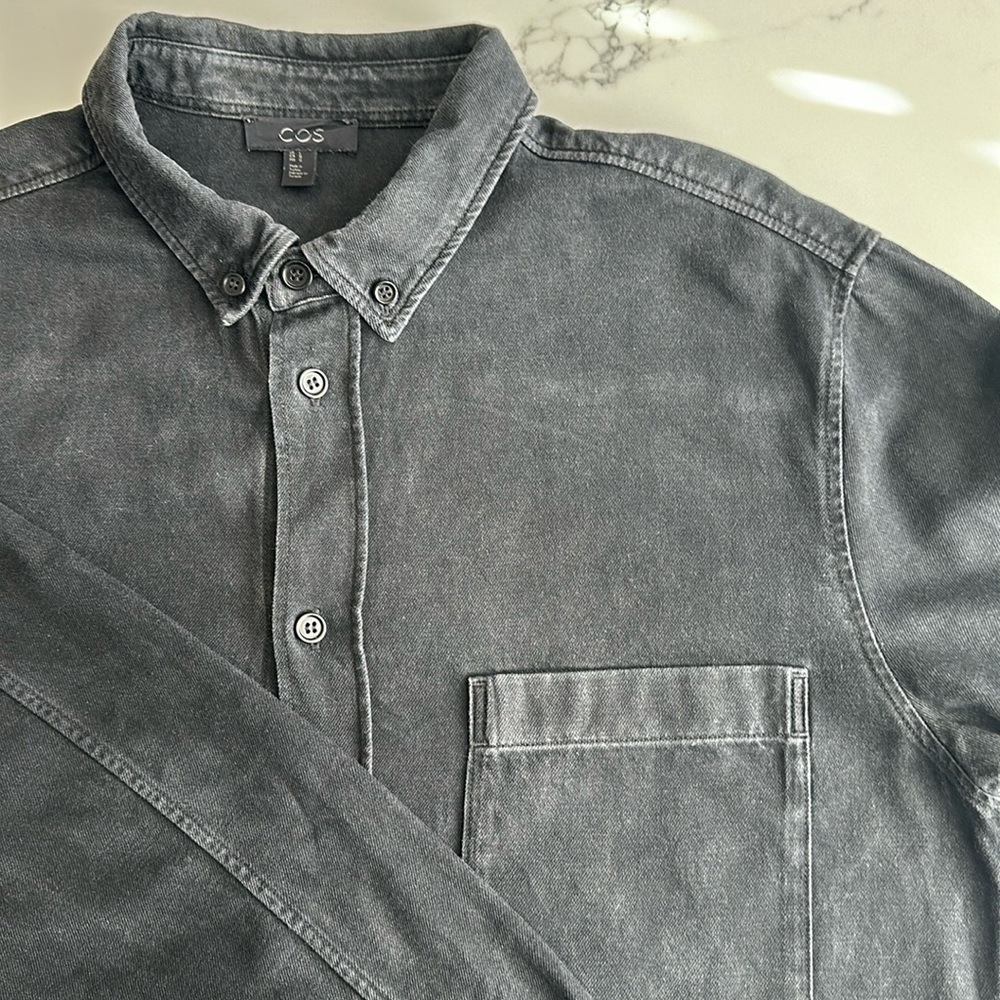COS Washed black denim oxford shirt
